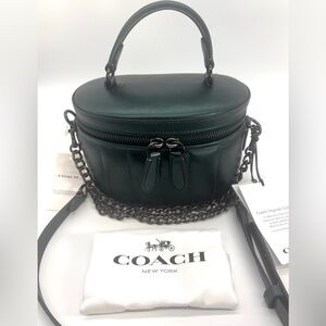 COACH Trail Bag/Quilting Metallic Dark Green Shoulder Bag Leather Purse - NWT